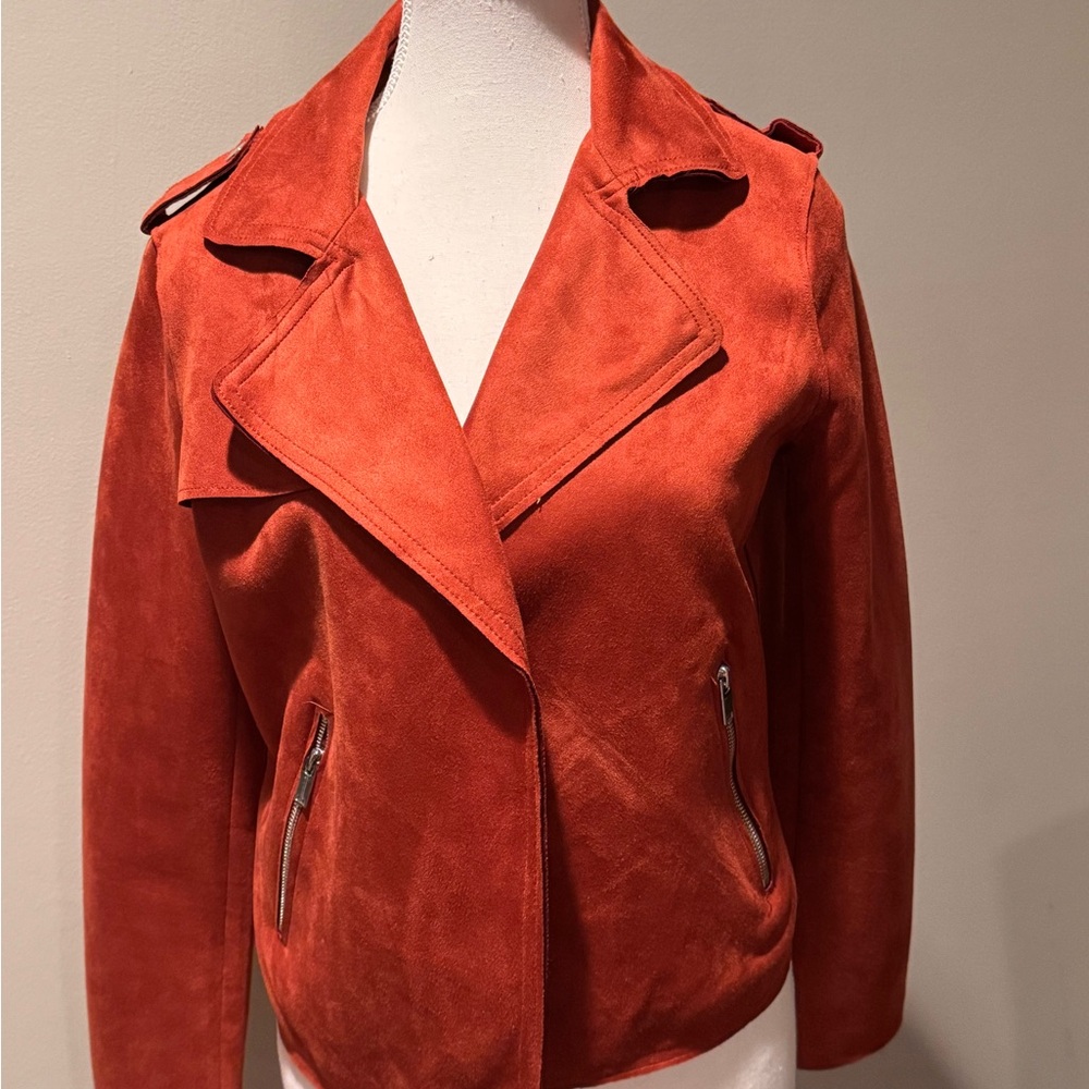 NWT, Chic Deep Orange Suede Jacket